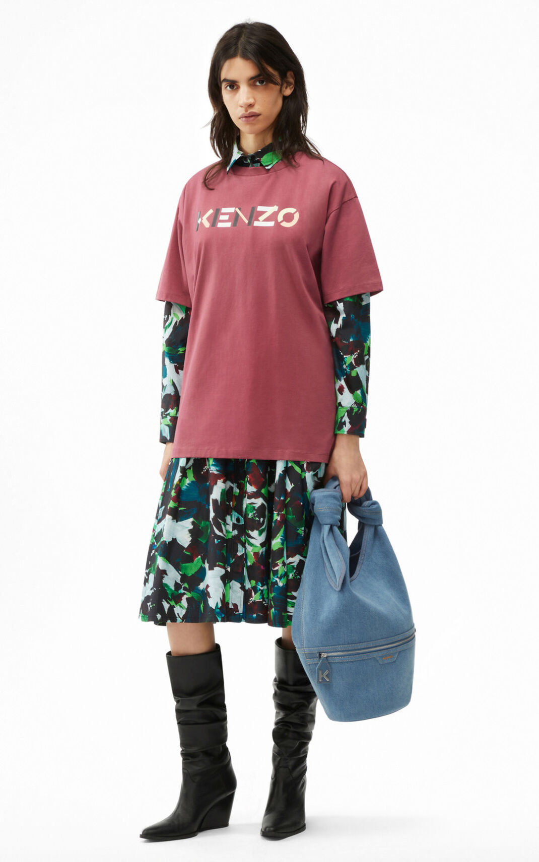 Kenzo Logo oversized Camisetas Mujer Negras | 6419528-KN